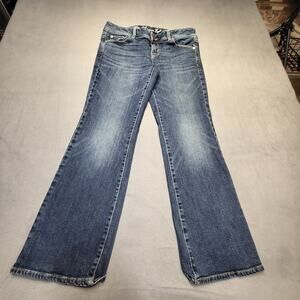 American Eagle Jeans Womens 10 Blue Slim Boot Distressed Stretch Denim